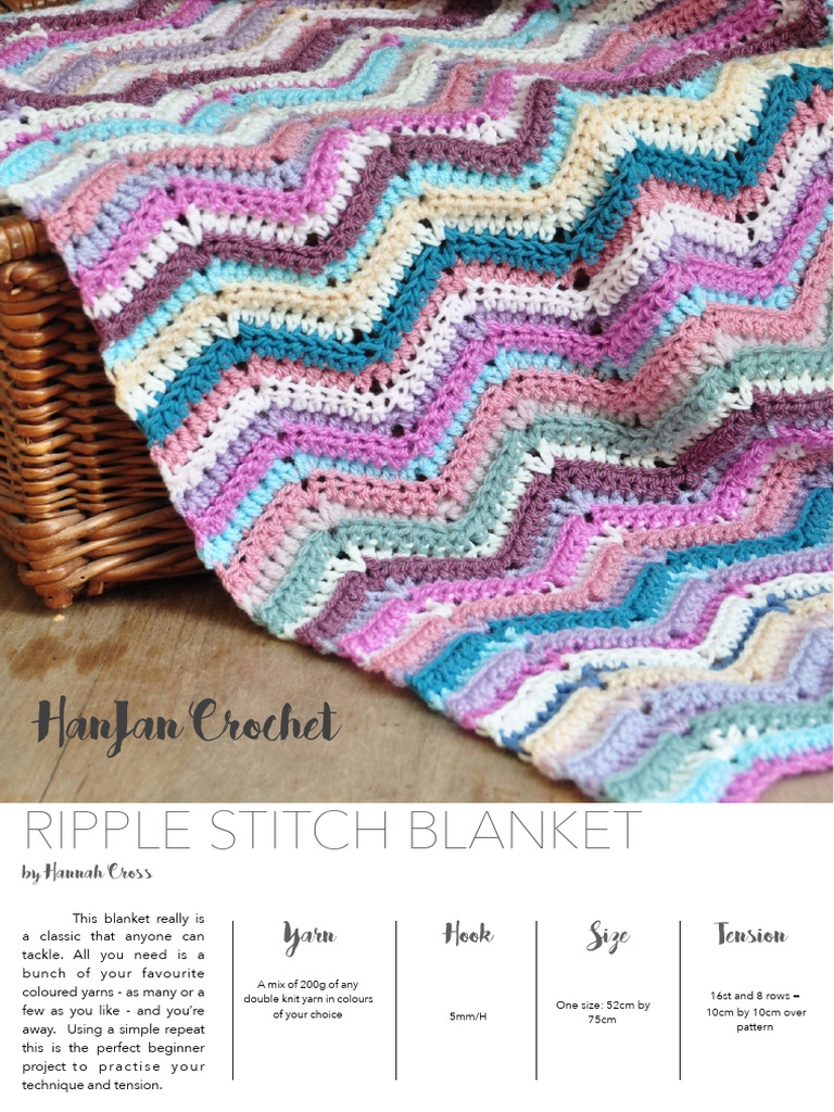 Ripple Stitch Blanket Pattern | PDF | Crochet | Textiles