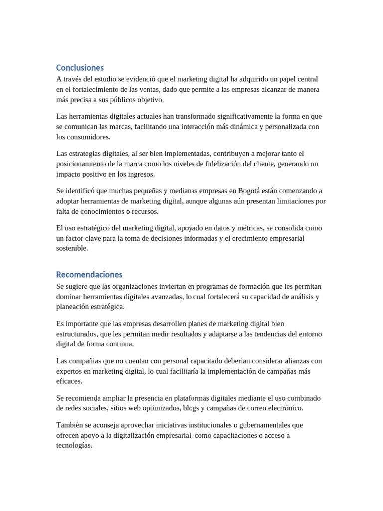 Conclusiones sobre Marketing Digital | PDF