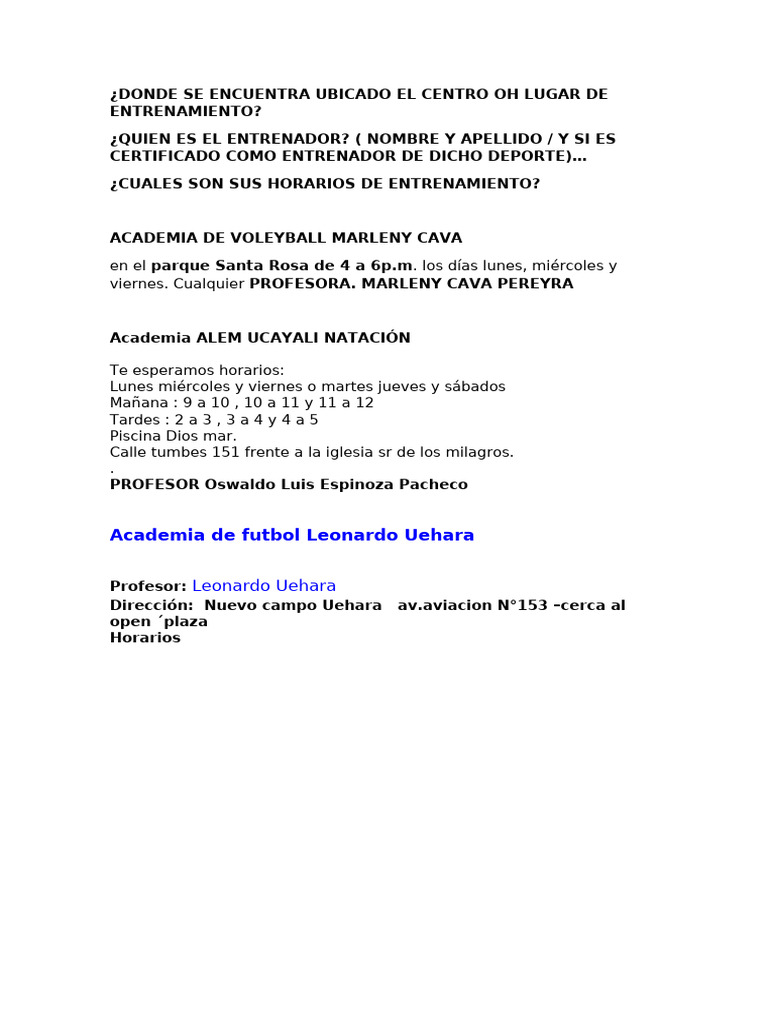 Informe Ubicado El Centro Oh Lugar de Entrenamiento | PDF