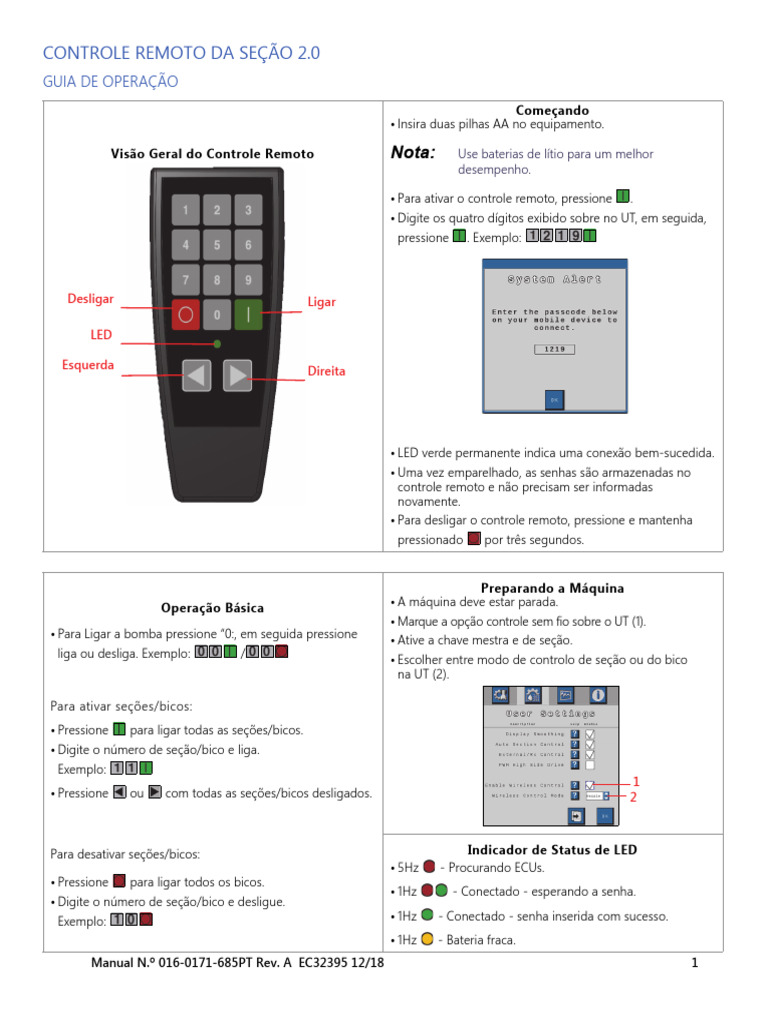 Guia de Operação do Controle Remoto | PDF | Informática