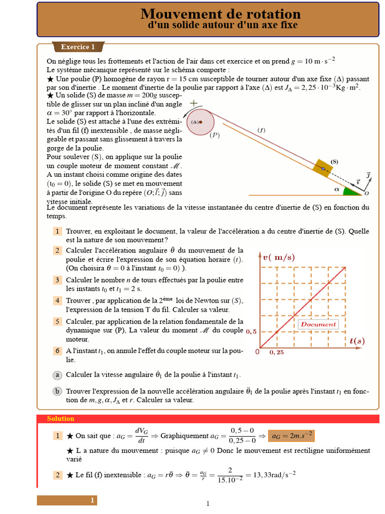 Mécanique linéaire en rotation | PDF | Lois du mouvement de Newton ...