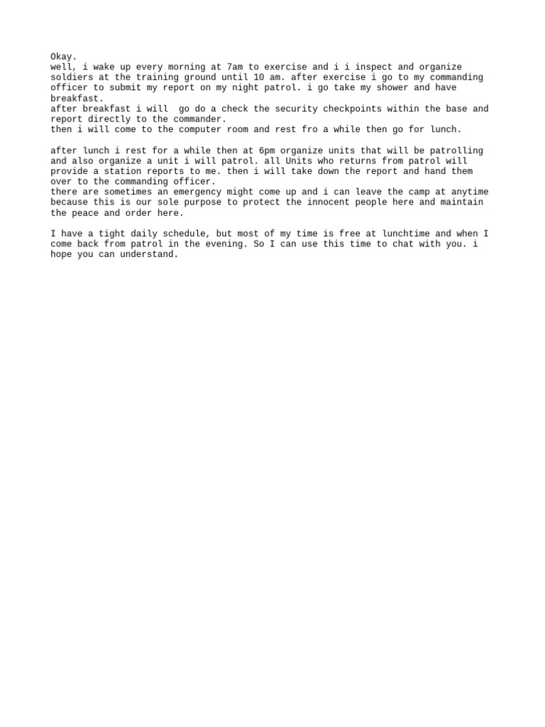 Daily Routine of a Military Officer | PDF