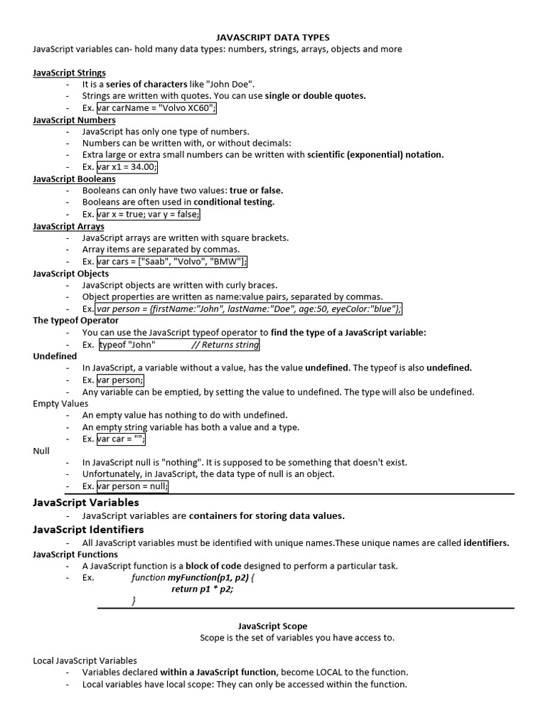 Javascript Data Types1 1 | PDF | Document Object Model | Html