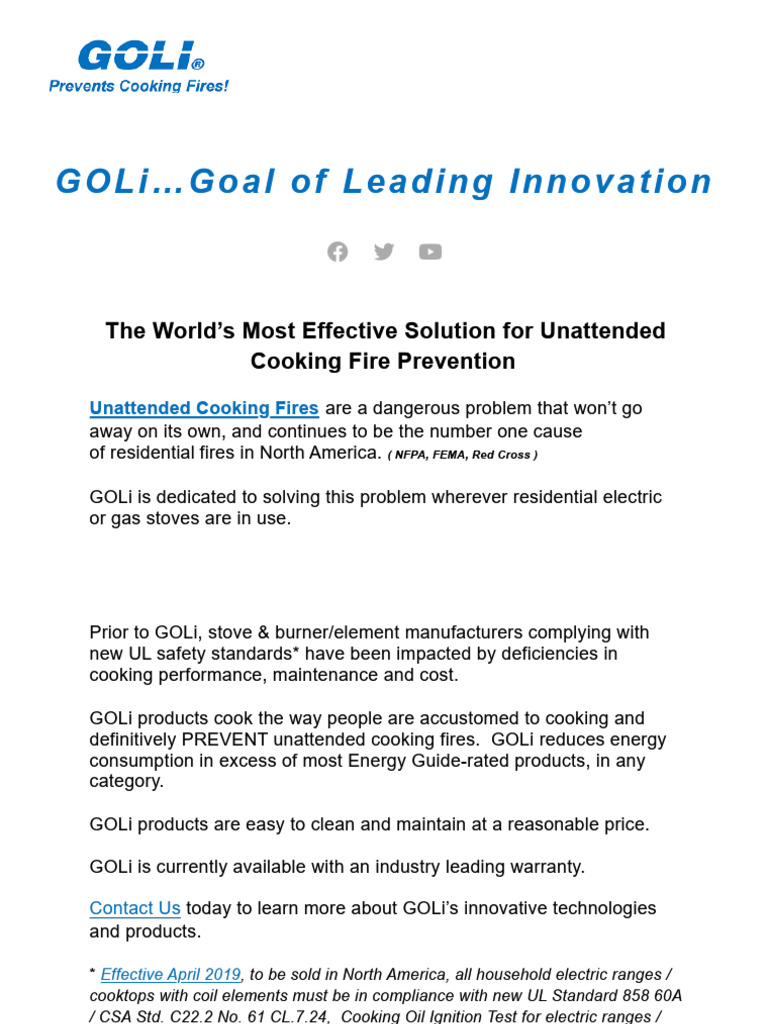 GOLI - Prevents Cooking Fires! | PDF | Stove | Home Appliance