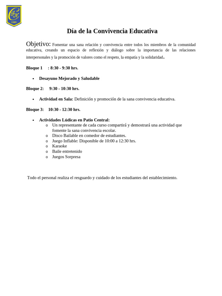 Día de la Convivencia Escolar 2025 | PDF