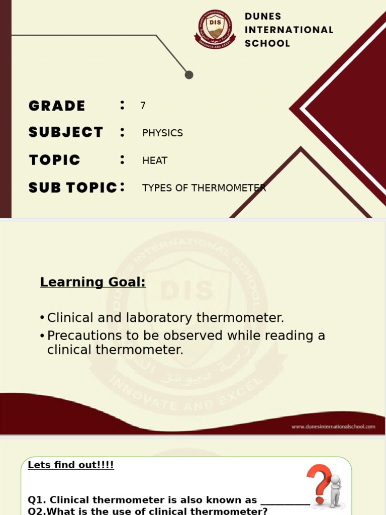 Clinical vs Laboratory Thermometers | PDF | Thermometer | Temperature