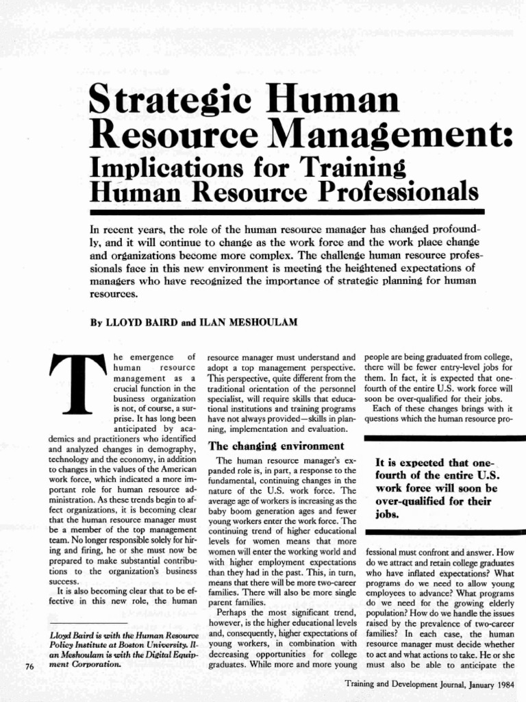 Strategic HR Management for Training | PDF | Human Resource Management ...