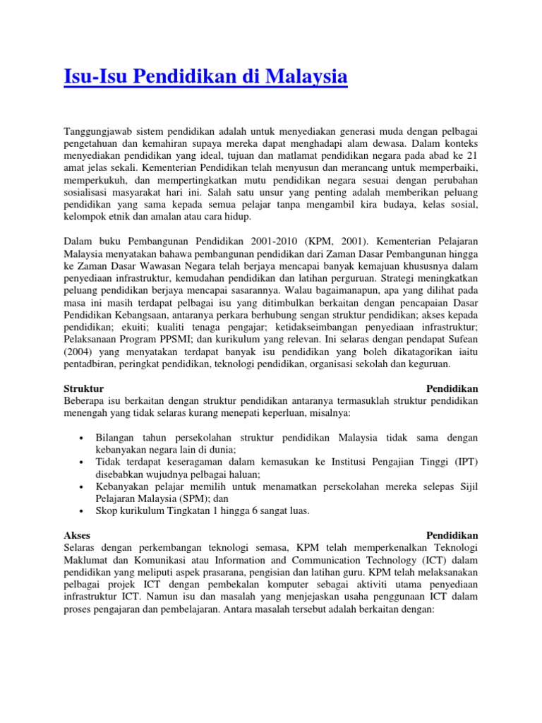 Isu-Isu Pendidikan Di Malaysia  PDF