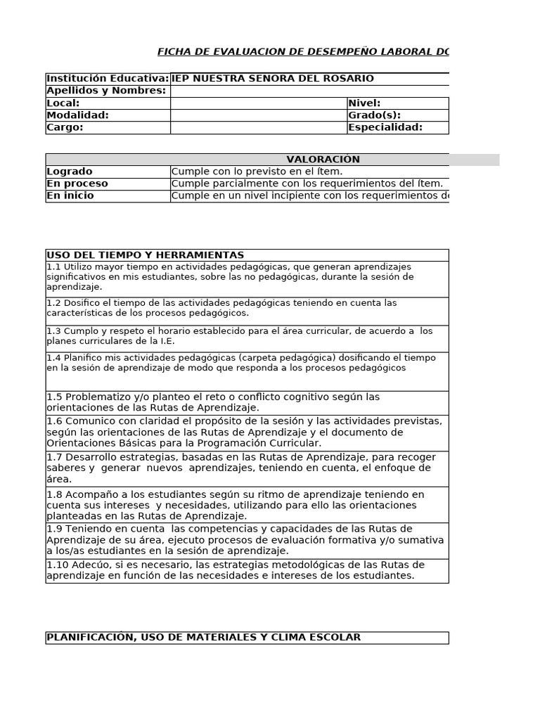 Evaluación del Desempeño Docente 2023 | PDF | Evaluación | Aprendizaje