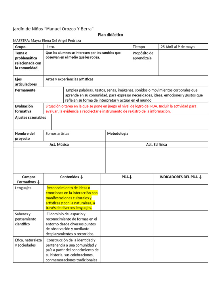 Plan 2da. Mayo | PDF | Educación de la primera infancia | Ciencia cognitiva