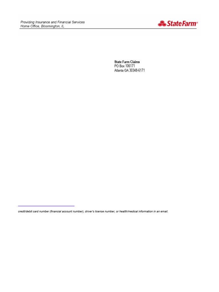 State Farm Claims Payment Details | PDF