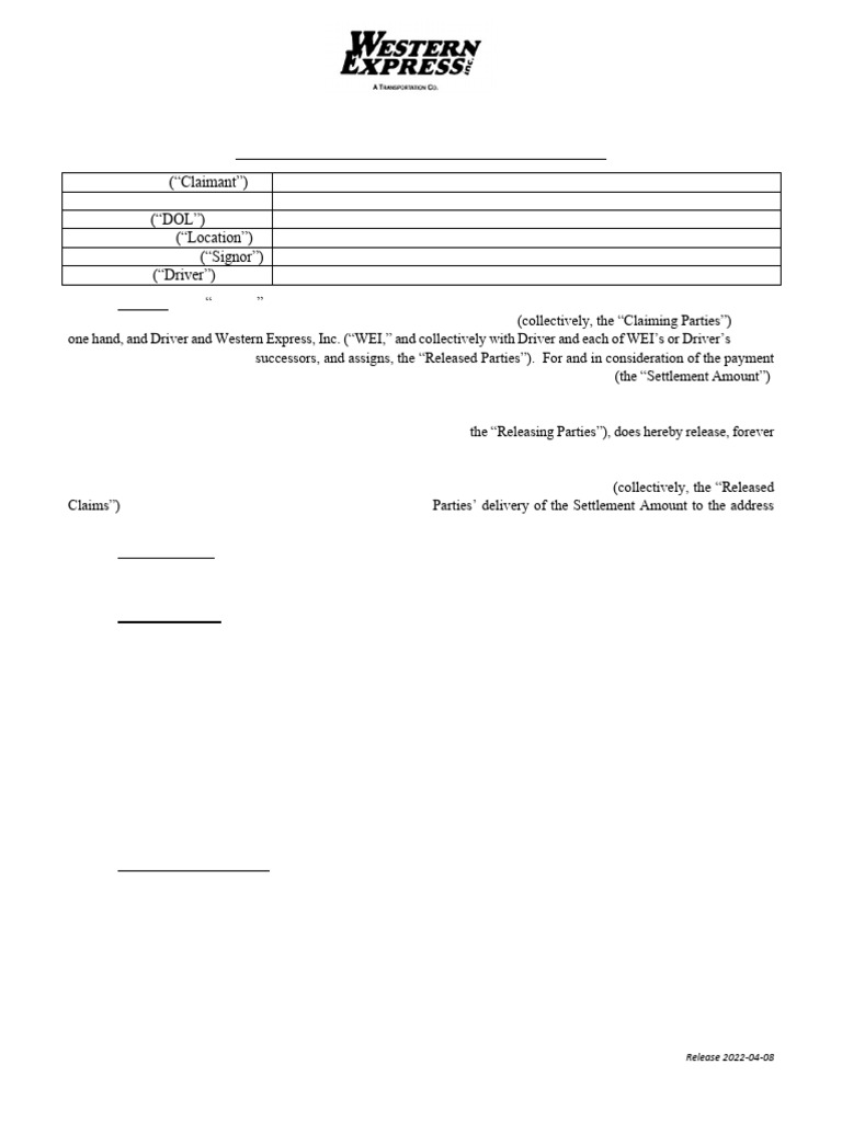 Release 148803 | PDF | Indemnity | Legal Liability