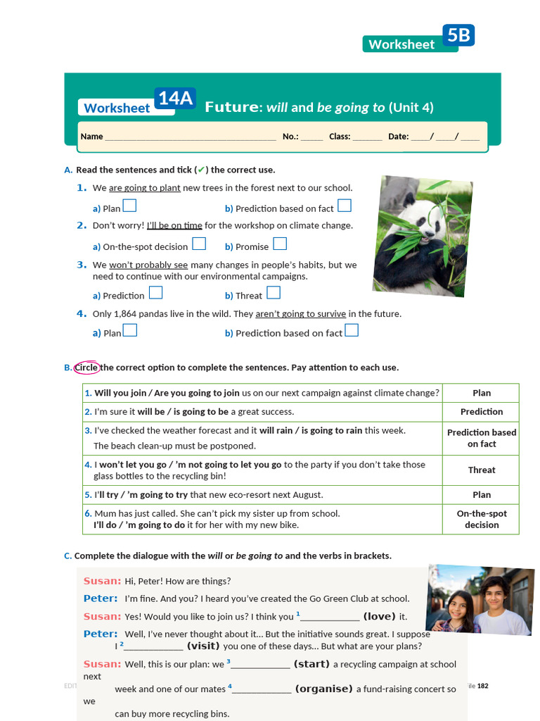 Will vs. Going To Worksheet | PDF | Natural Environment