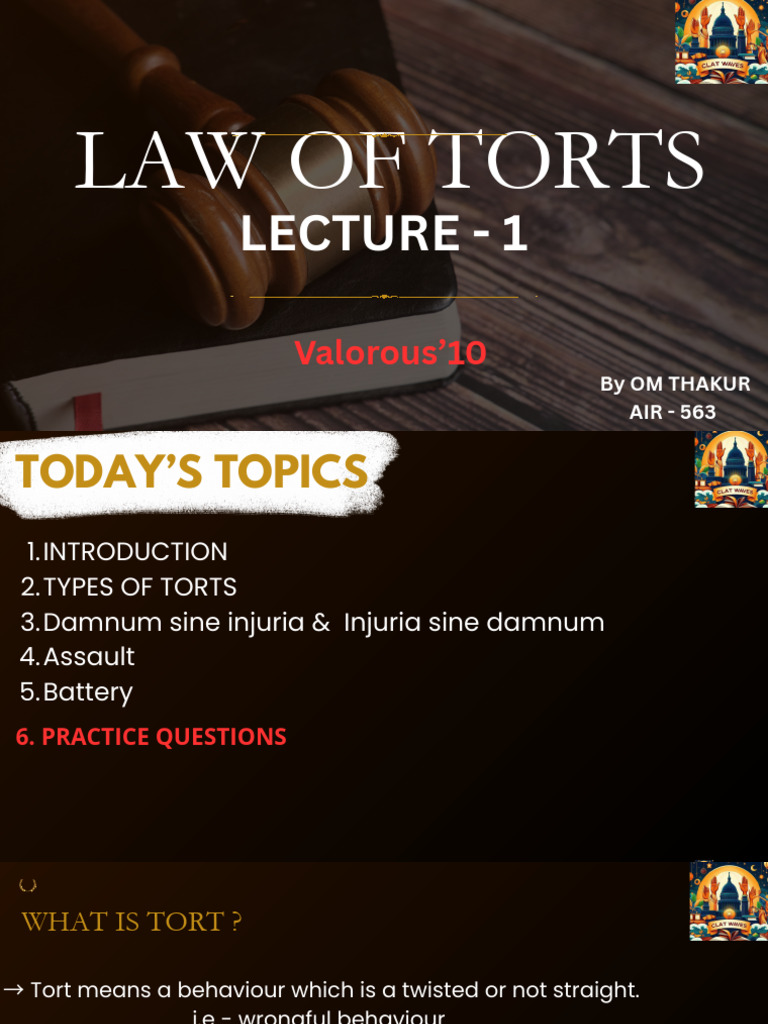 Law of Torts PDF | PDF | Tort | Assault