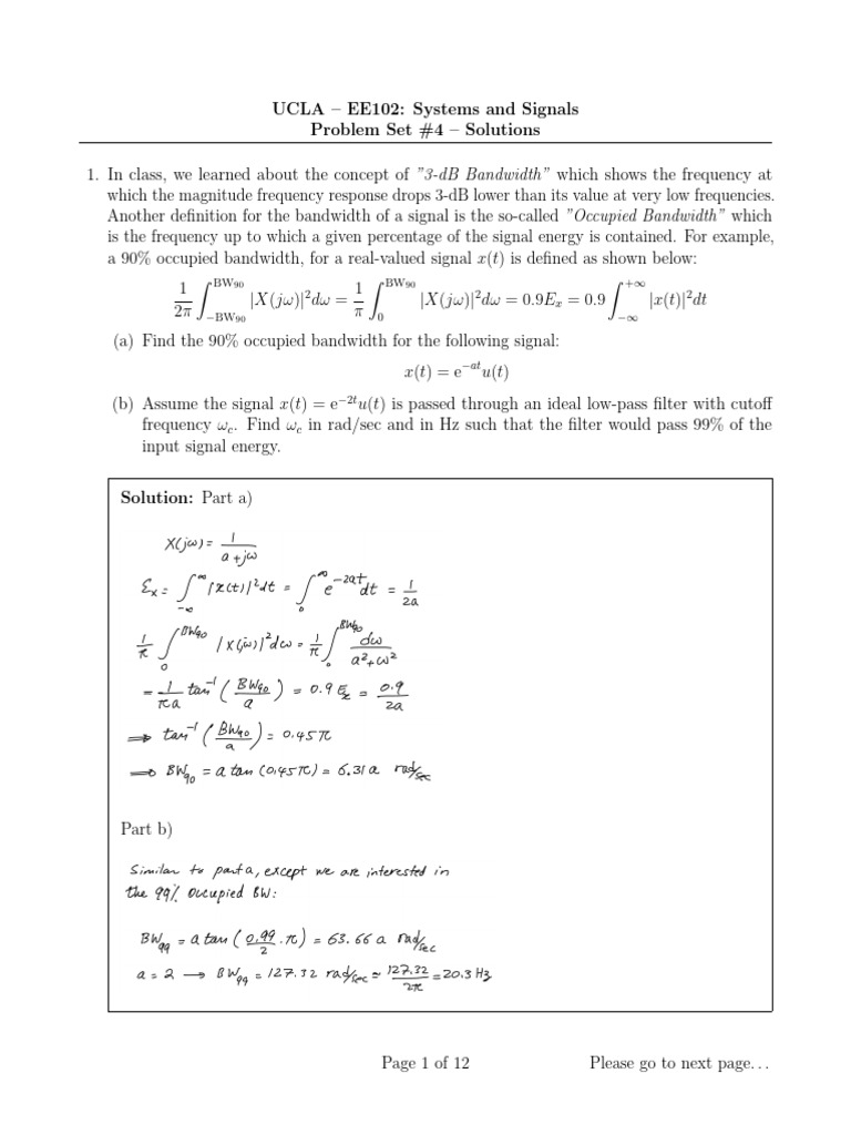 EE102 HW4 Solutions | PDF | Bandwidth (Signal Processing) | Control Theory