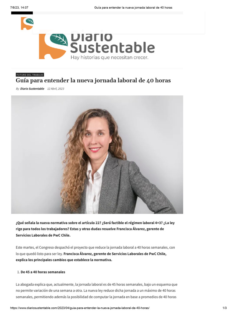 Nueva Ley de Jornada Laboral 40 Horas | PDF | Tiempo de trabajo ...