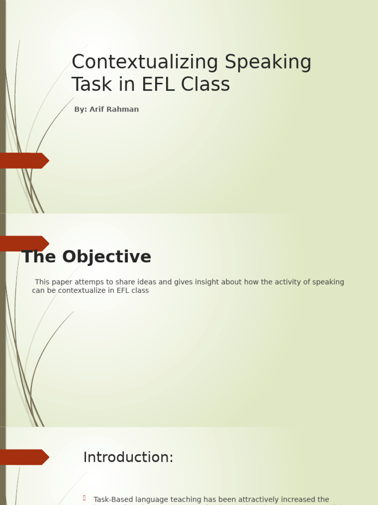 Contextualizing Speaking Task in EFL Class | PDF | English As A Second ...