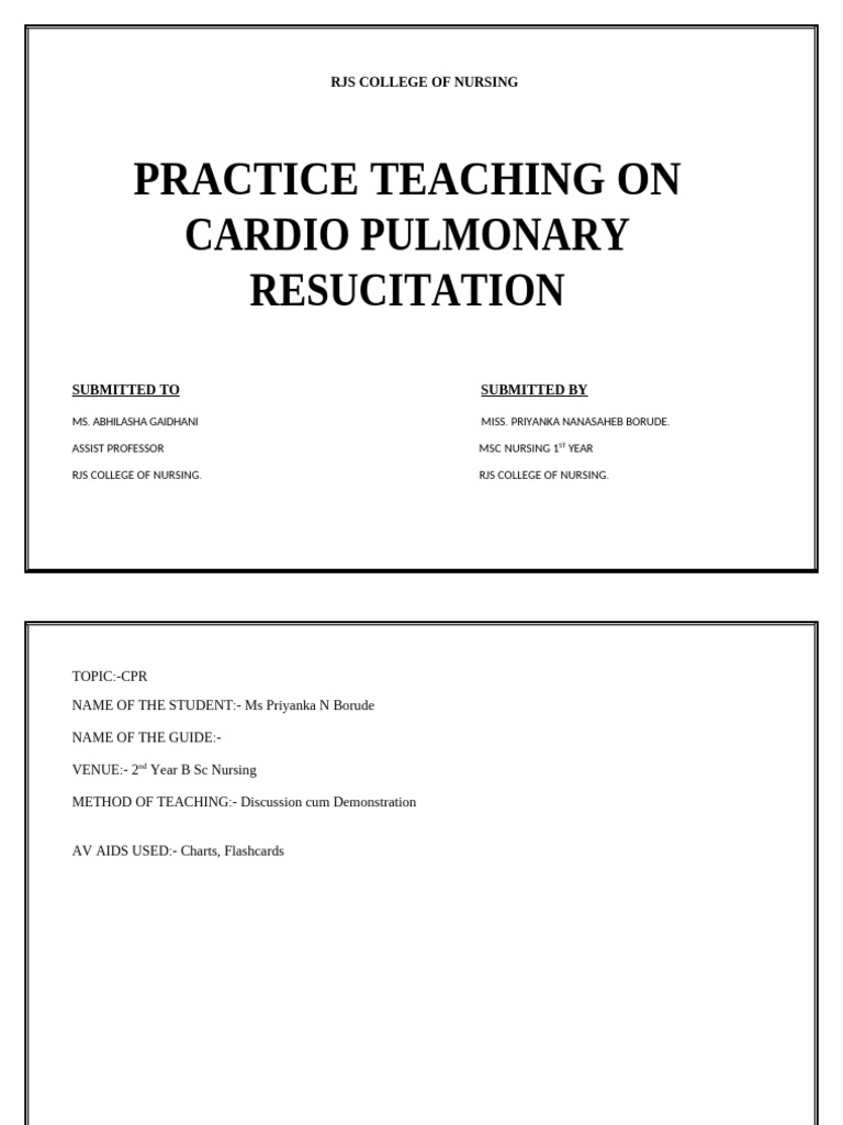 Clinical CPR PRACTICE TEACHING ON | PDF | Cardiopulmonary Resuscitation ...