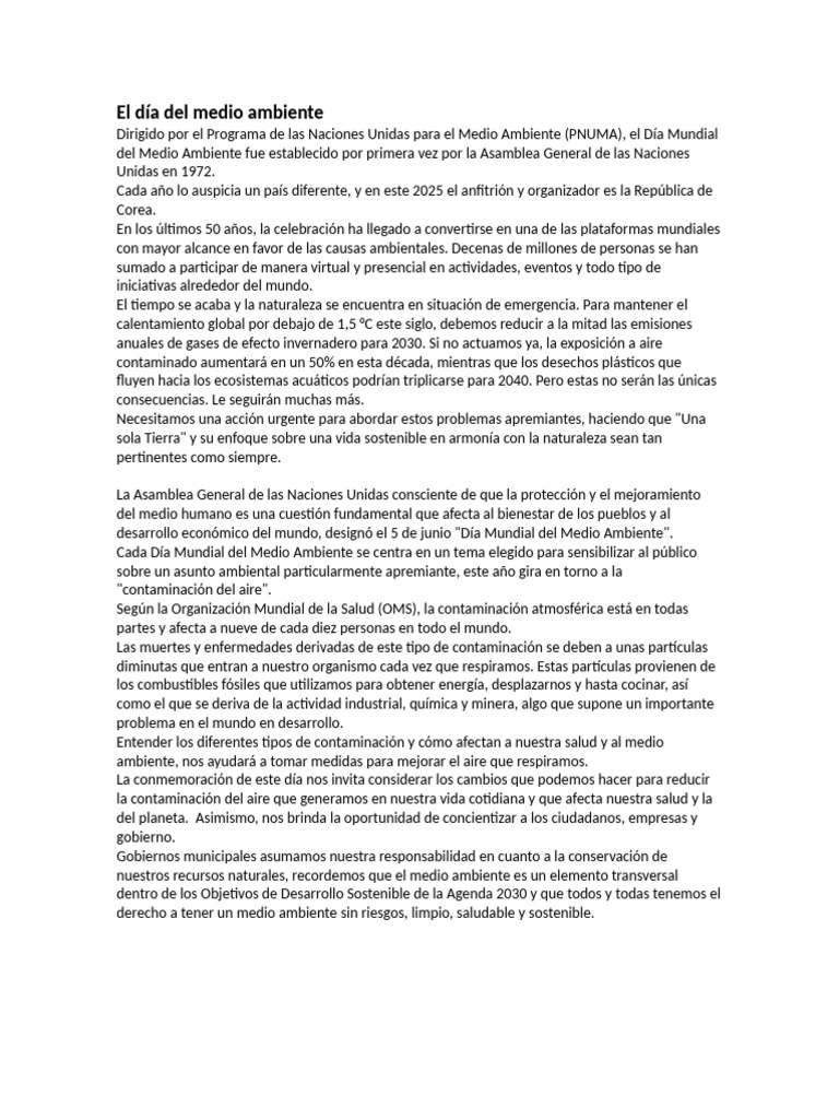 Día Mundial del Medio Ambiente 2025 | PDF | Entorno natural | Contaminación