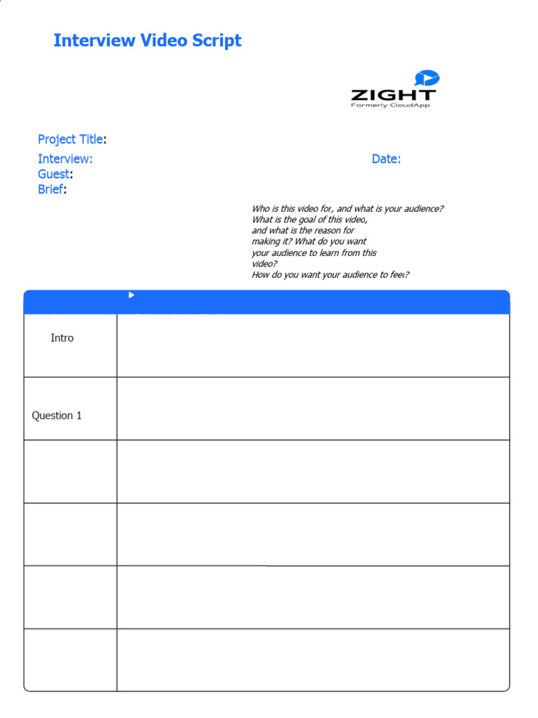Zights Interview Video Script | PDF