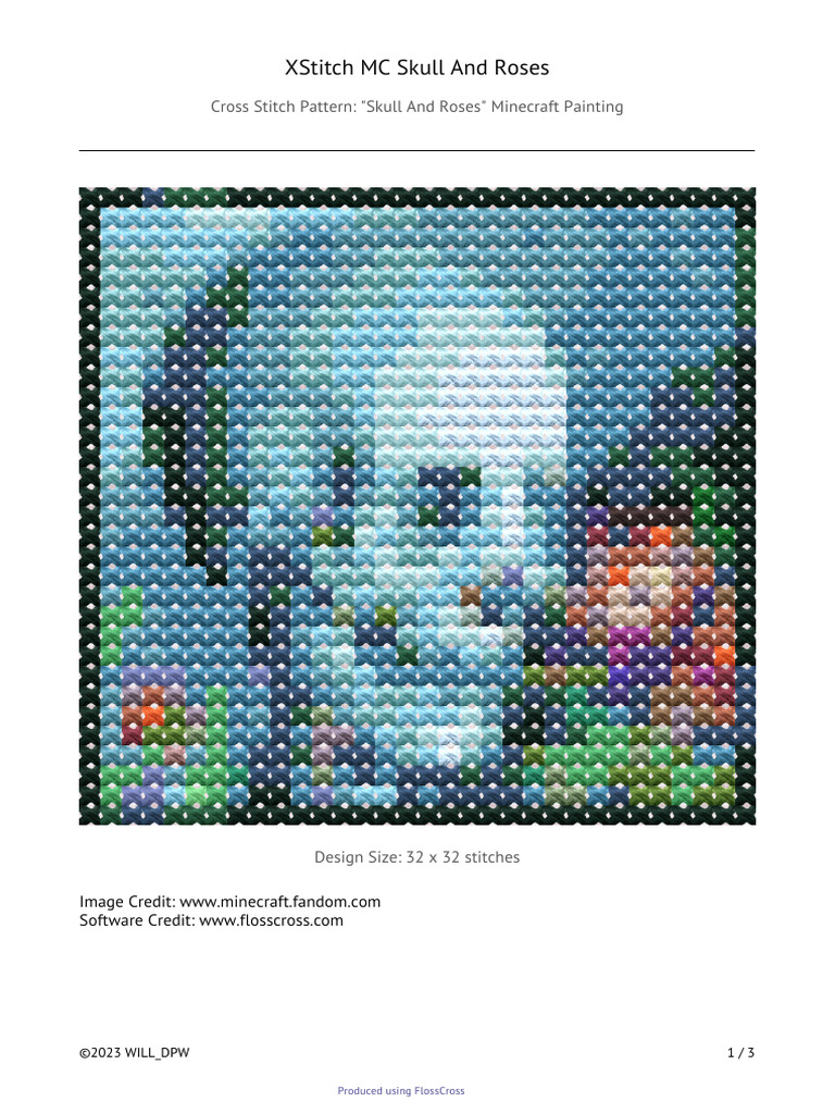 Minecraft Skull and Roses Pattern | PDF | Rainbow | Color