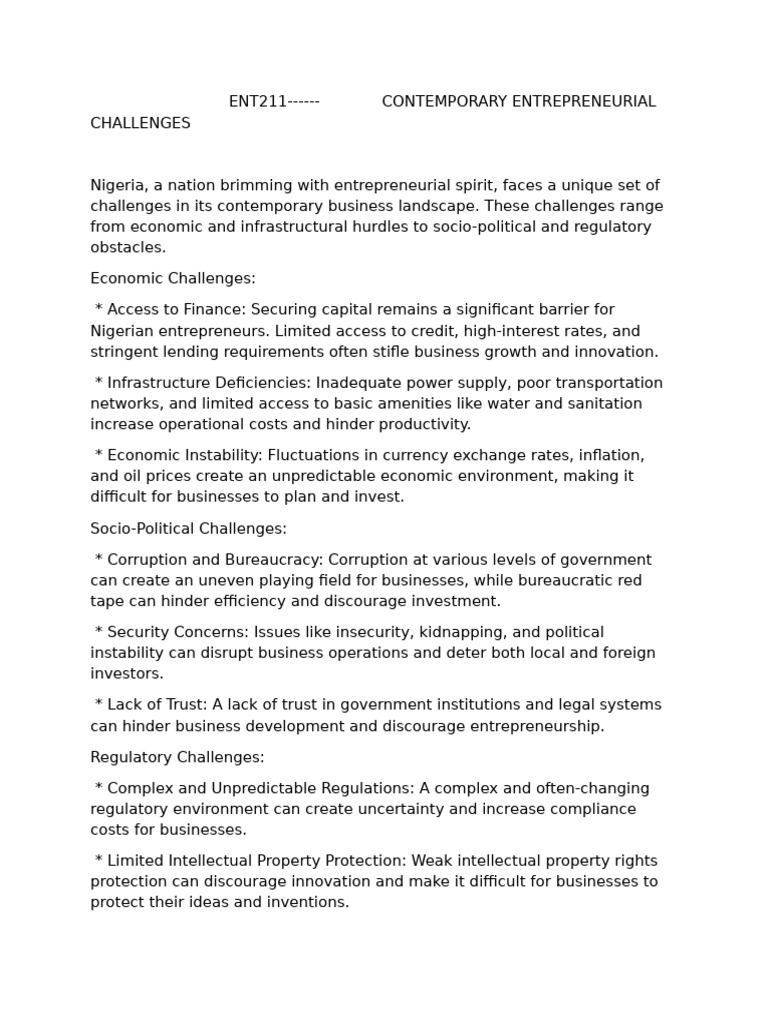 Contemporary Entrepreneurial Challenges | PDF | Entrepreneurship ...