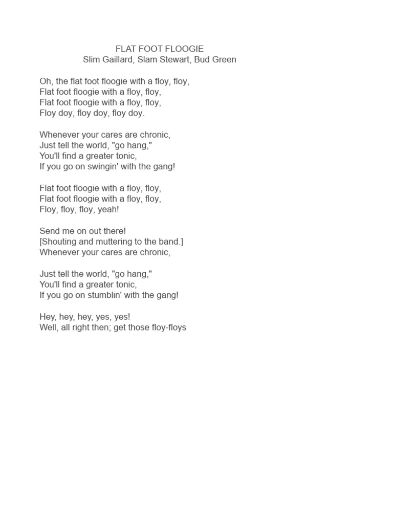 Flat Foot Floogie Song Lyrics | PDF
