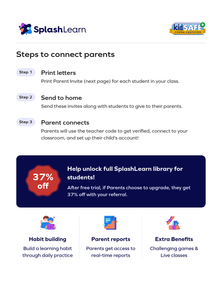 Connect Parents to SplashLearn Access | PDF
