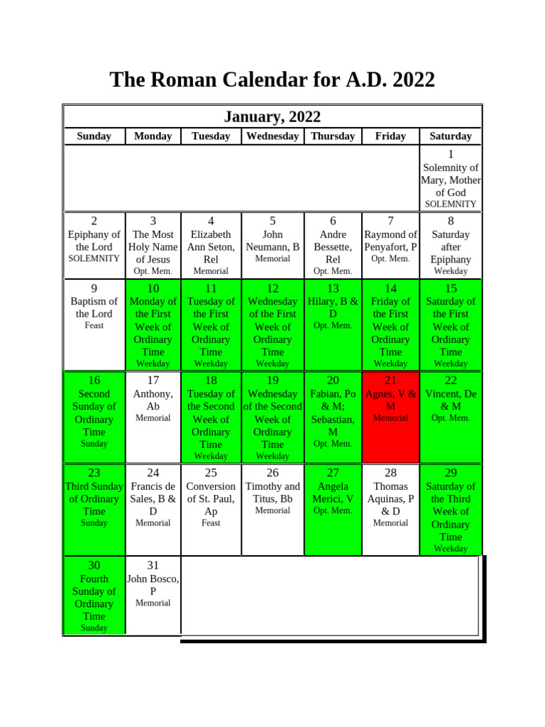 Roman Calendar: November 2022 | PDF | Workweek And Weekend | Lent