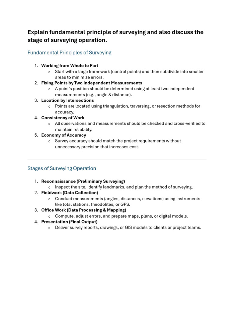 Survey and Levelling Q&a | PDF | Surveying | Accuracy And Precision