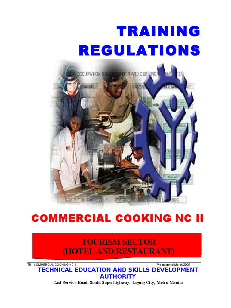 Commercial Cooking NC II TR TESDA PDF Occupational Safety And