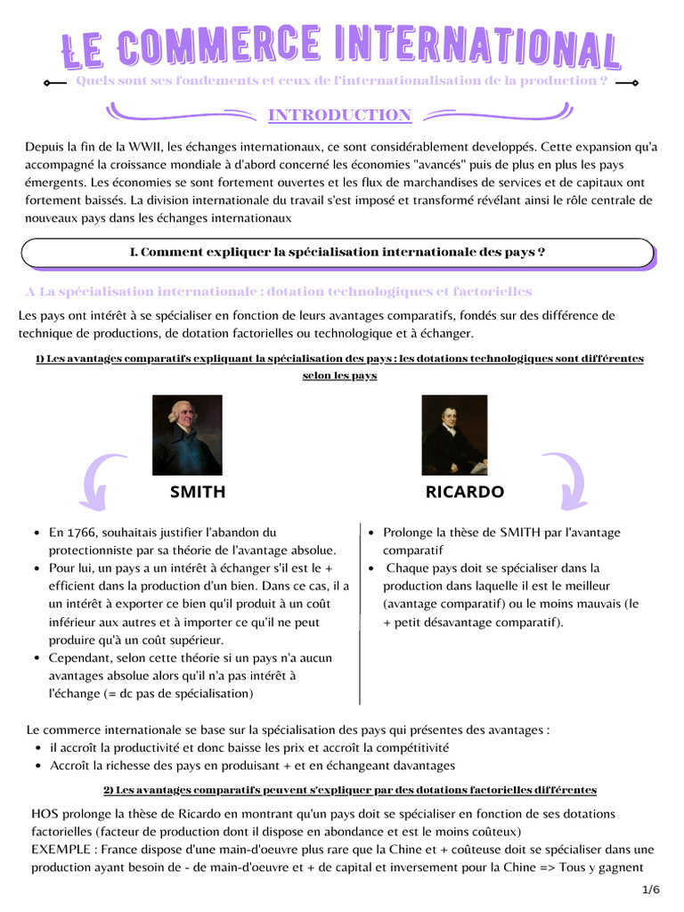 Avantages du commerce international | PDF | Avantage comparatif ...