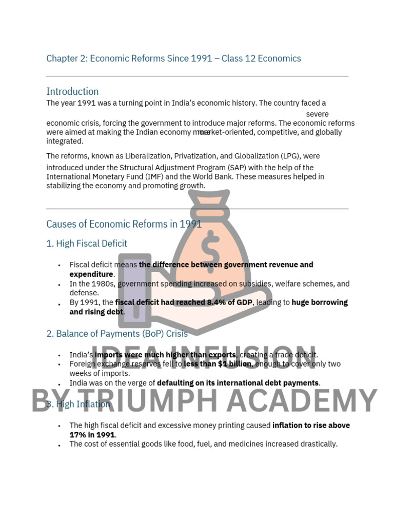 1991 Economic Reforms in India Explained | PDF | Fiscal Policy ...