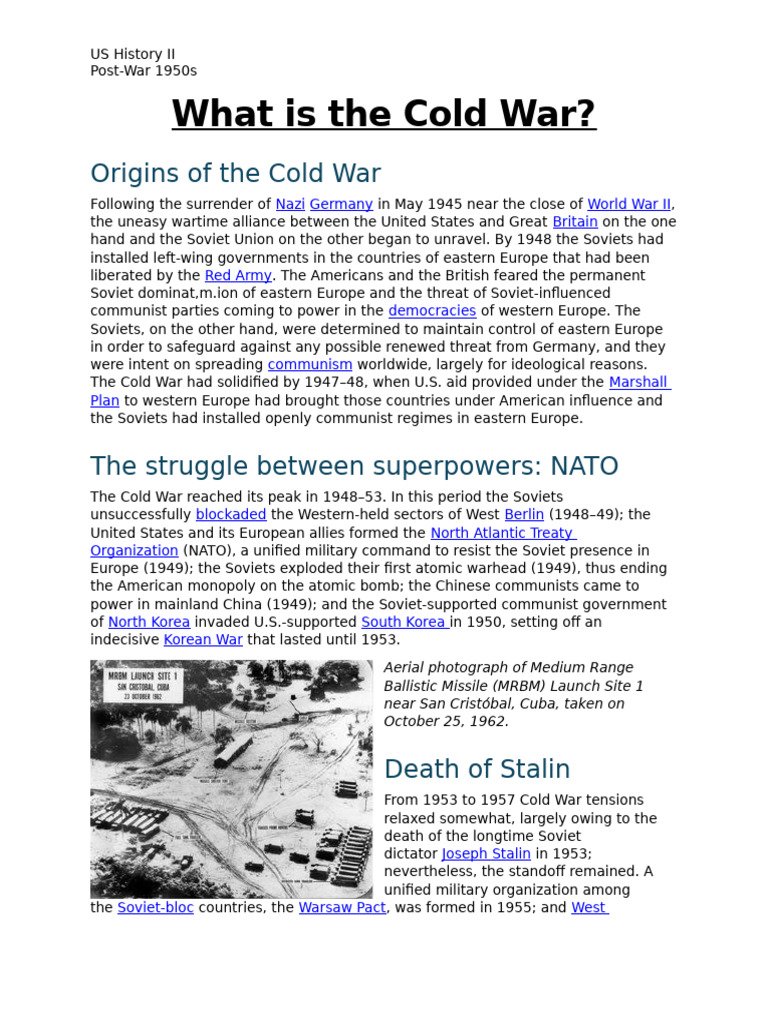 What Is The Cold War | PDF | Cold War | Nuclear Warfare
