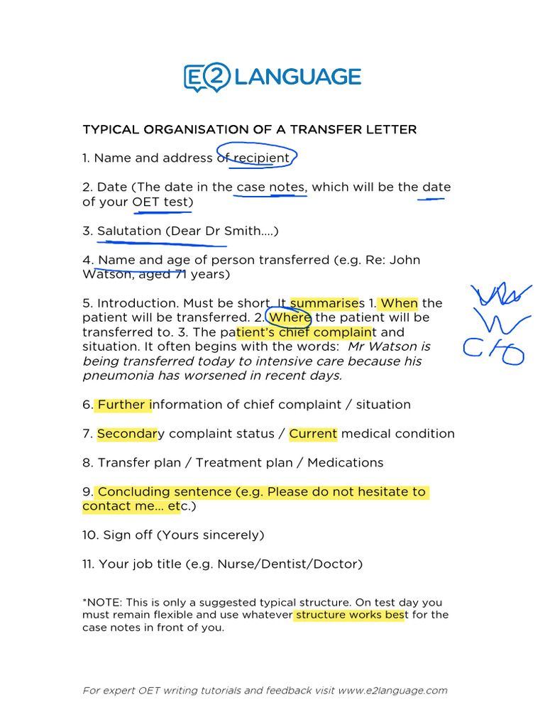 Transfer Letter Structure | PDF
