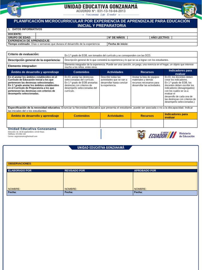 Planificación Curricular para Educación Inicial | PDF | Plan de ...