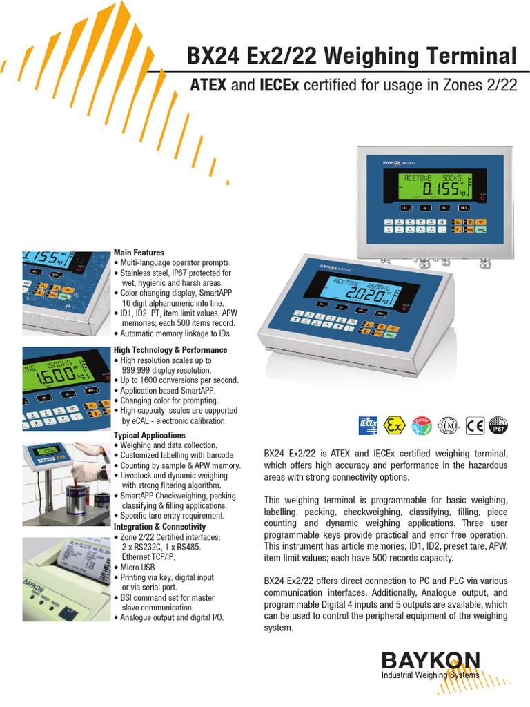 BX24 Ex2/22 Weighing Terminal Overview | PDF | Analog To Digital ...
