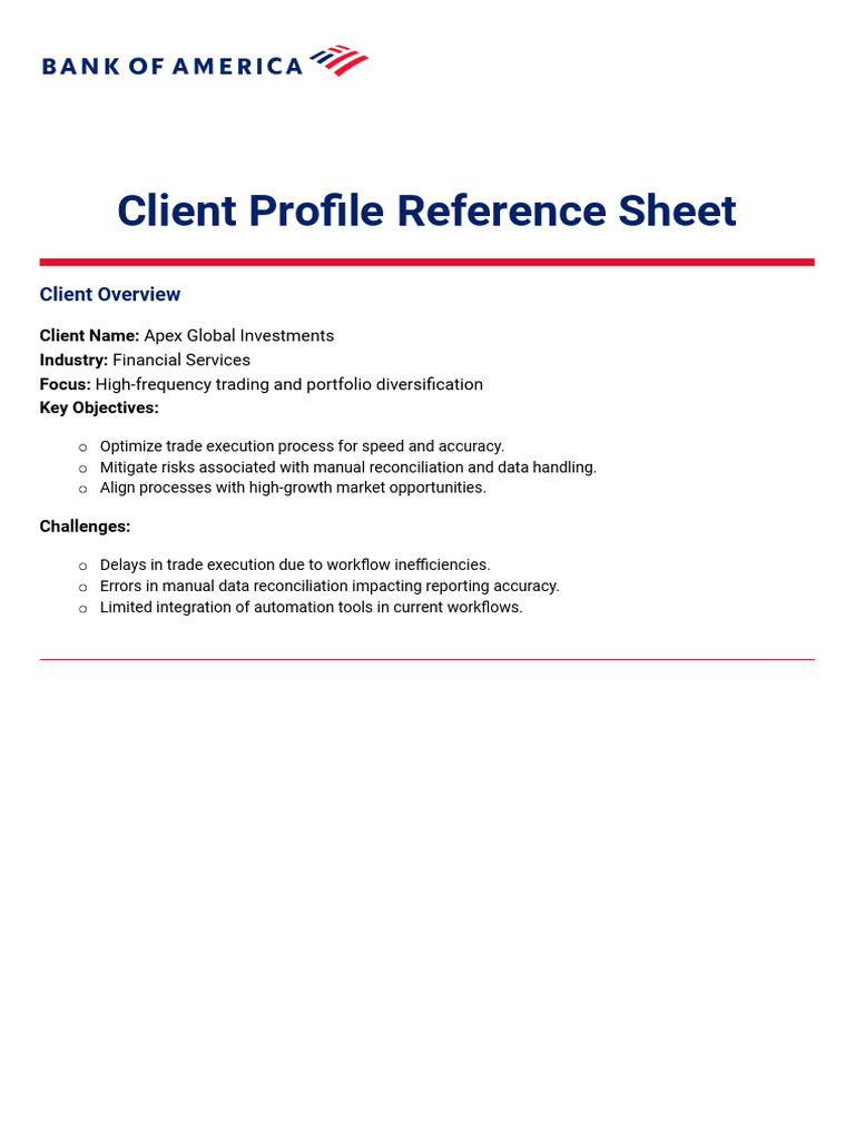Apex Global Investments Client Profile | PDF | Automation | Risk