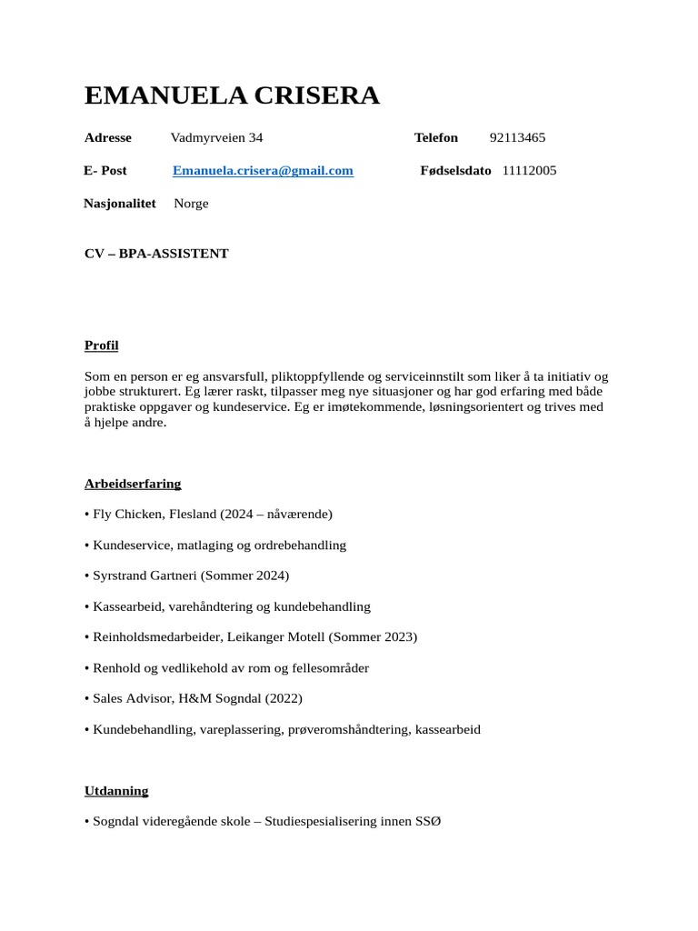 CV - Bpa - Assistent | PDF