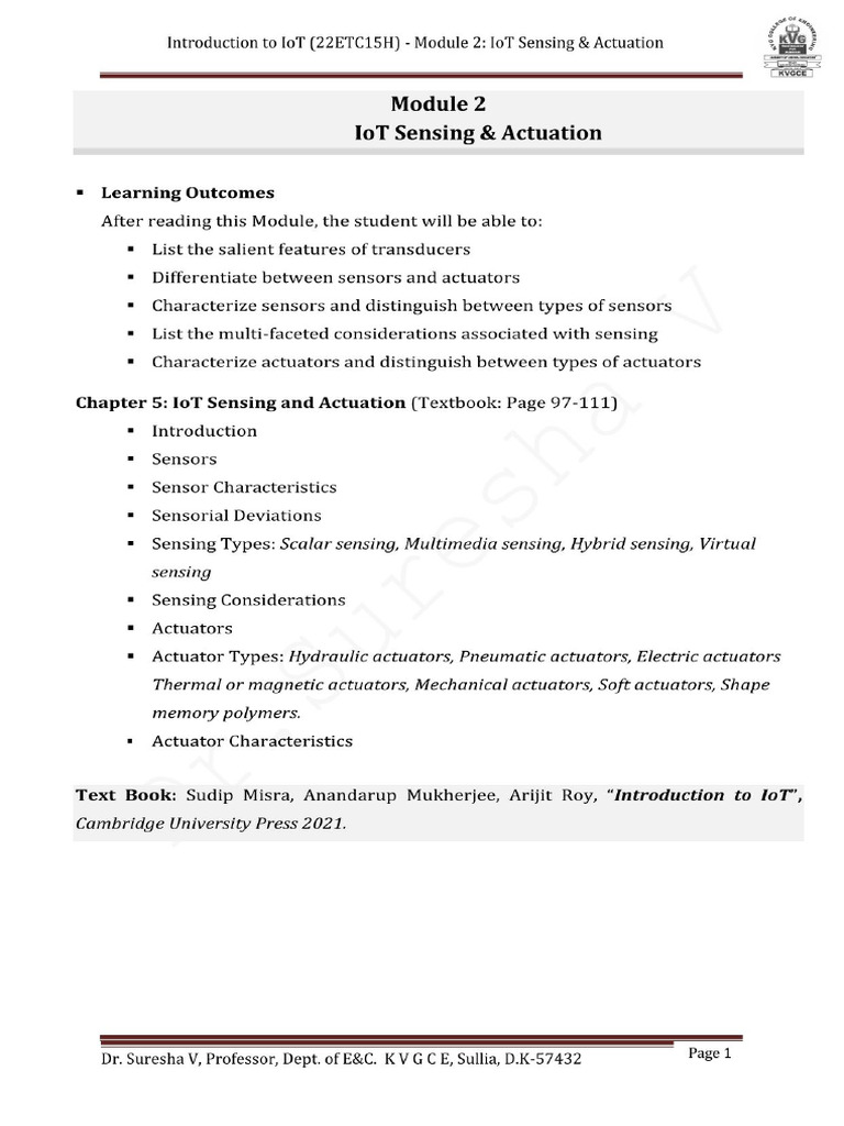 IoT Mod 2 Notes | PDF