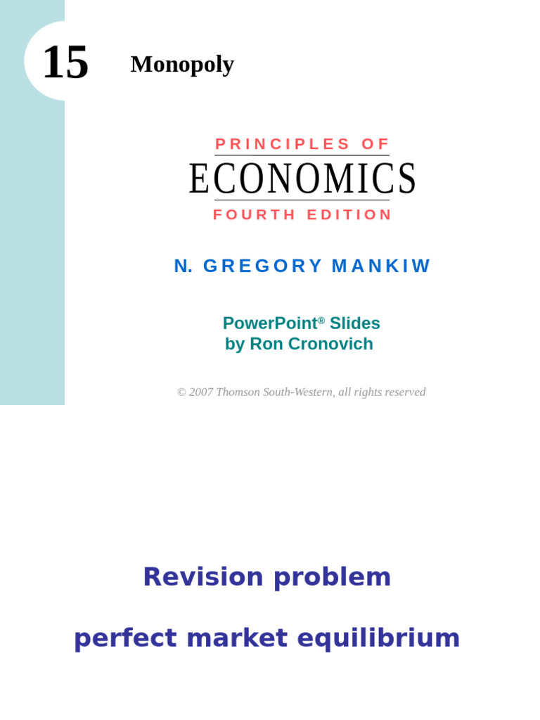 Mankiew Chapter 15 - Monopoly | PDF | Monopoly | Market Failure