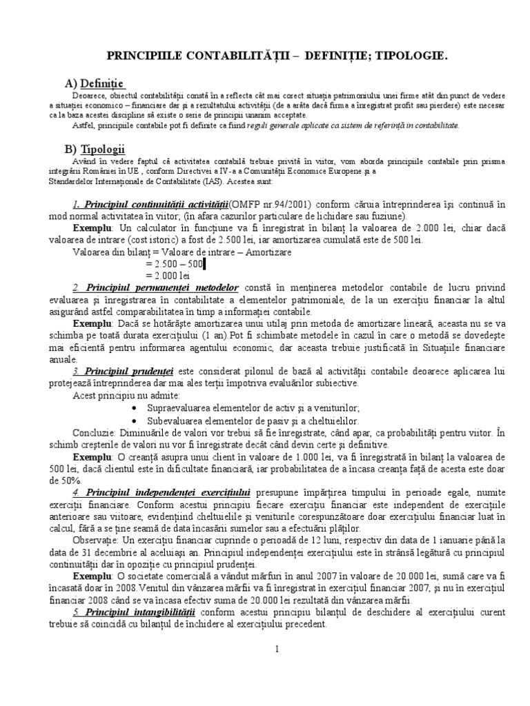 Principiile Contabilitatii | PDF