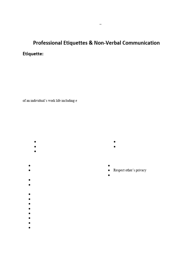 Professional Etiquette & Communication Guide | PDF | Nonverbal ...