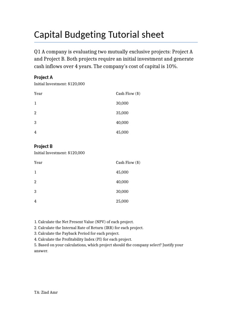 Capital Budgeting Project Evaluation Guide | PDF | Internal Rate Of ...