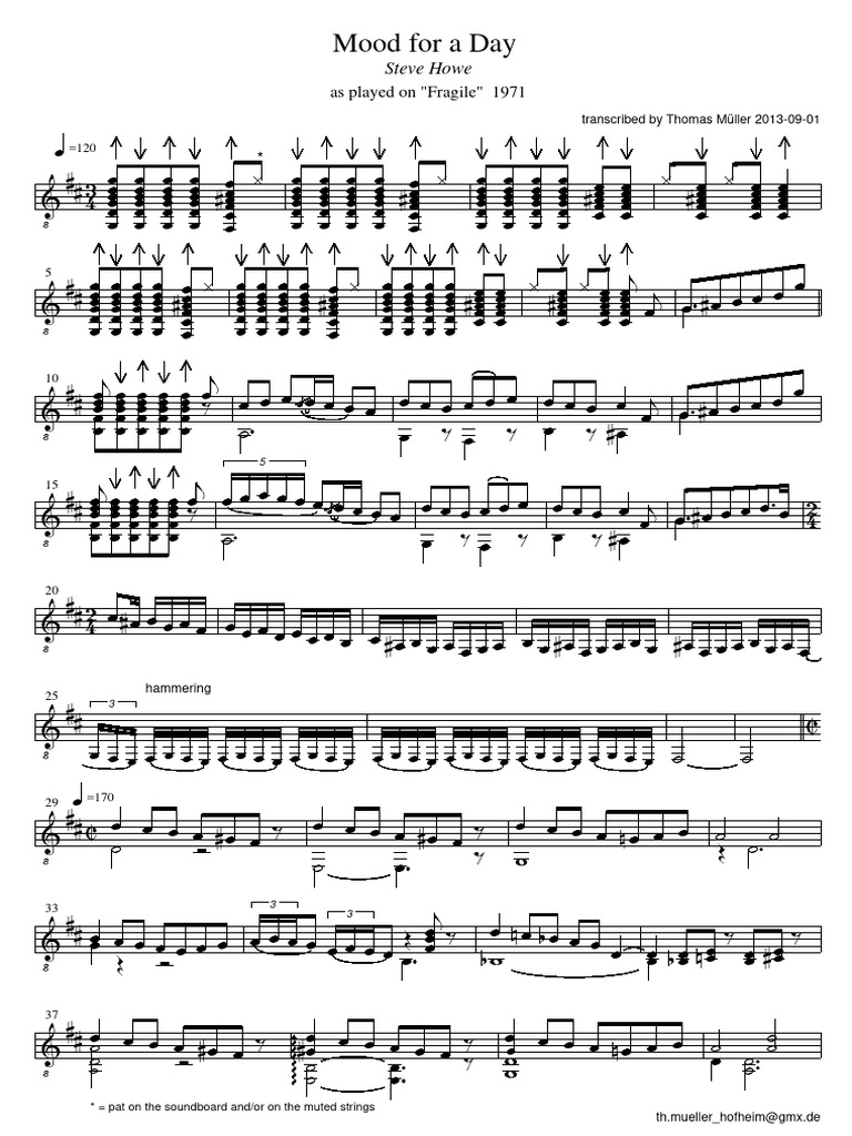 Mood for a Day - Guitar Tab Transcription | PDF