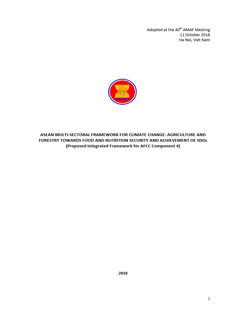 ASEAN Climate Change Framework for Agriculture | PDF | Sustainability ...