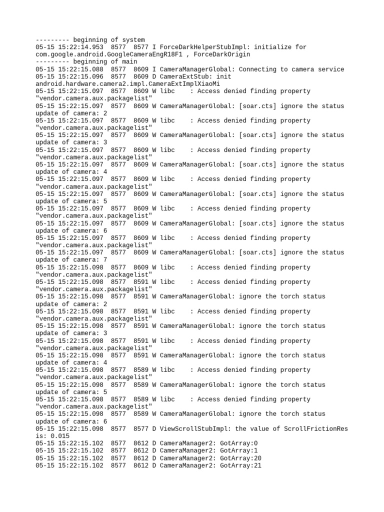 Camera Initialization Log Analysis | PDF | System Software | Computer ...