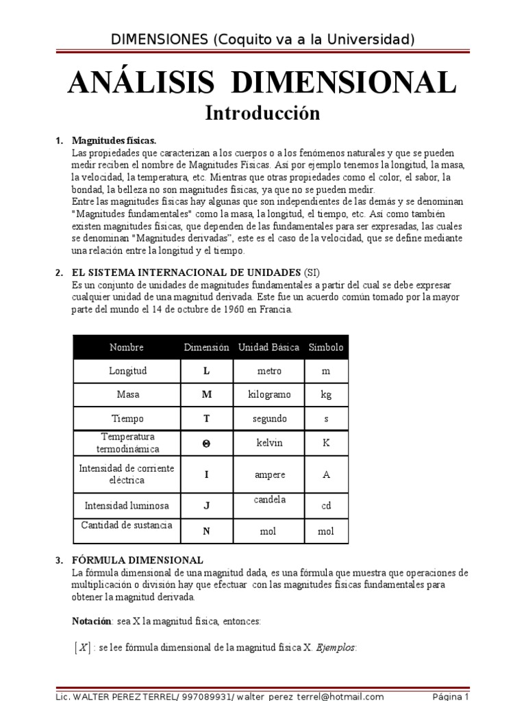 Semana 01 ANALISIS DIMENSIONES Primera Edición | PDF