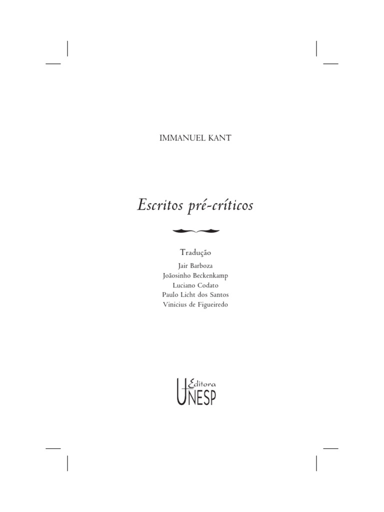 Escritos Pré-Críticos de Kant | PDF | Infinidade | Immanuel Kant
