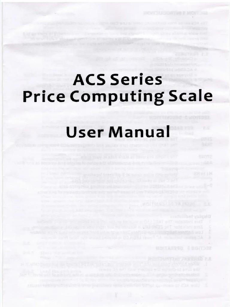PDF Manual Bascula Acs 40kg Acs Series - Compress | PDF